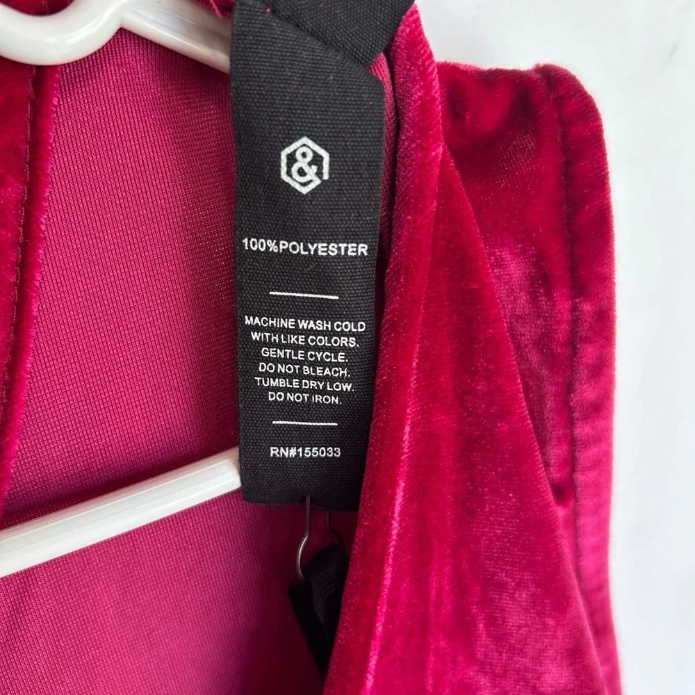 Agnes Dora Limitless Velvet Jumper Berry Oversized Reversible Dress Womens L NWT